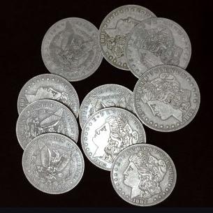 1882 Morgan Dollar shell and coin set (Coins Thru Table)